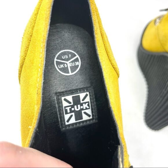 TUK Yellow Suede Wedge Creepers Size 7/38 (Fits smaller like 6.5) - Picture 7 of 8